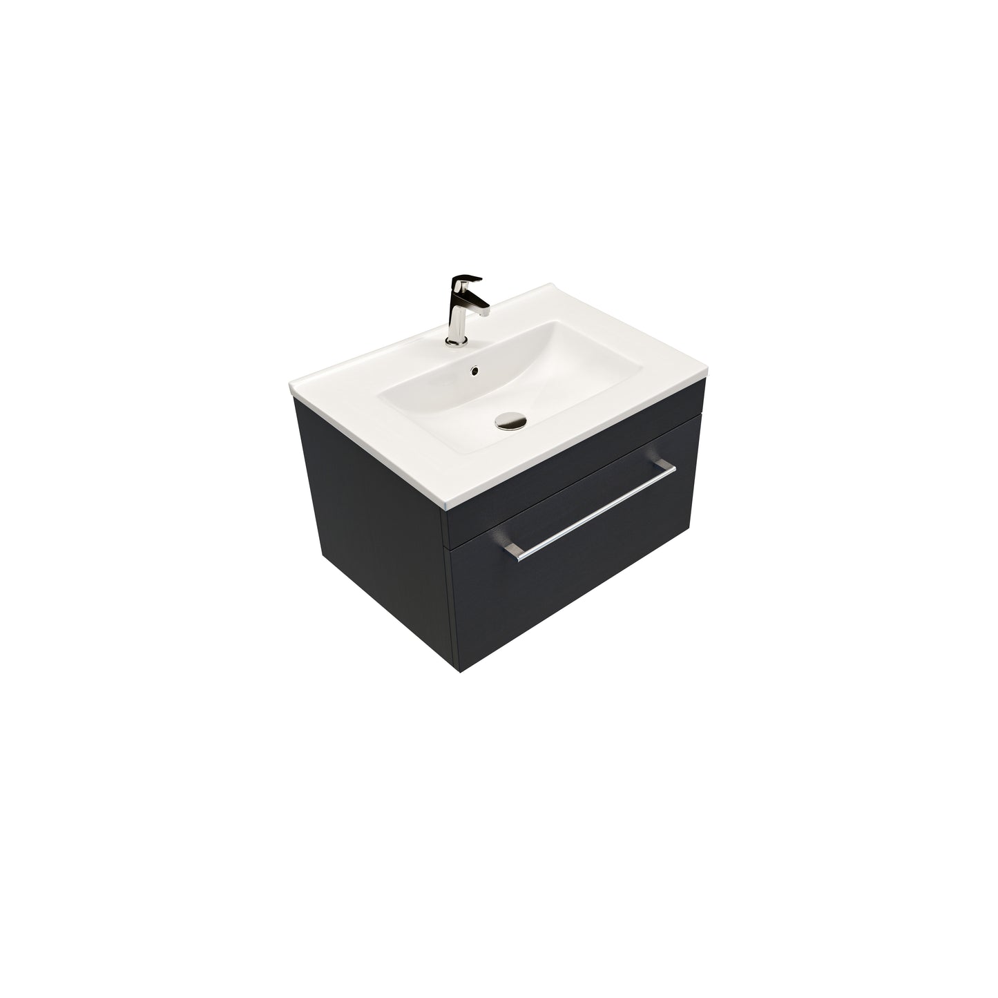 Citi 600 Wall Hung 1 Drawer Vanity in Charred Elm with Etna Vitreous China Basin