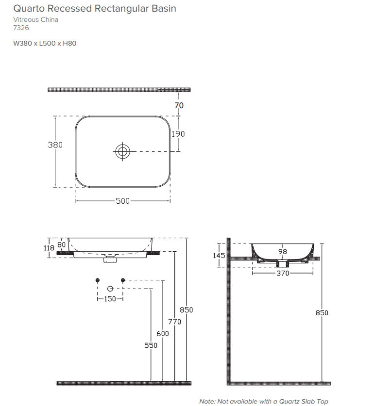Recessed Rectangle Vessel Basin - White