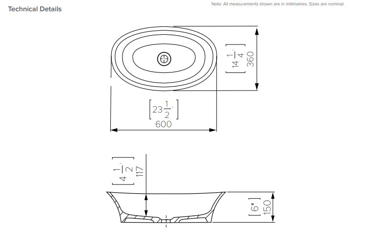 Wide Oval Basin - Matte White