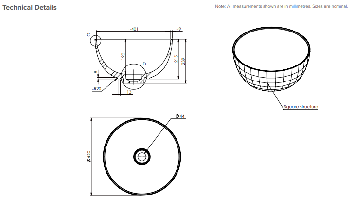 Textured Round Vessel Basin - Gloss White