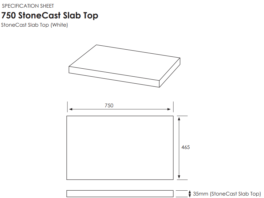 750 Wall Hung 1 Drawer Vanity in Cinder with Gloss White Stonecast Slab Top (35mm)