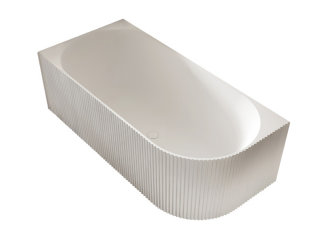 Ribbed 1500 Left Corner Back to Wall Bath - Matte White