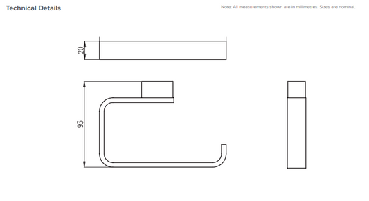 Square Toilet Roll Holder - Matte White