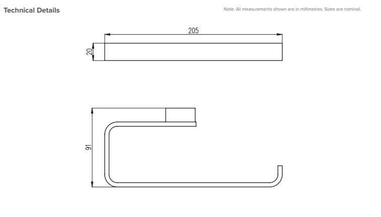 Square Towel Holder - Matte White
