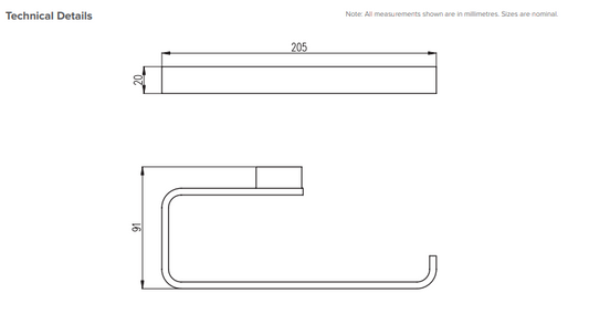 Square Towel Holder - Matte White