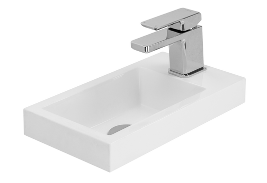 400 Wall Hung 1 Door (LH Hinge) Vanity in Indigo with Matte White Basin