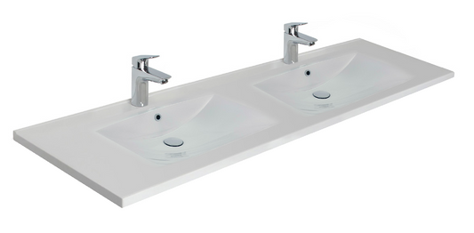1200 Wall Hung Vanity in Gloss White with Double Basin