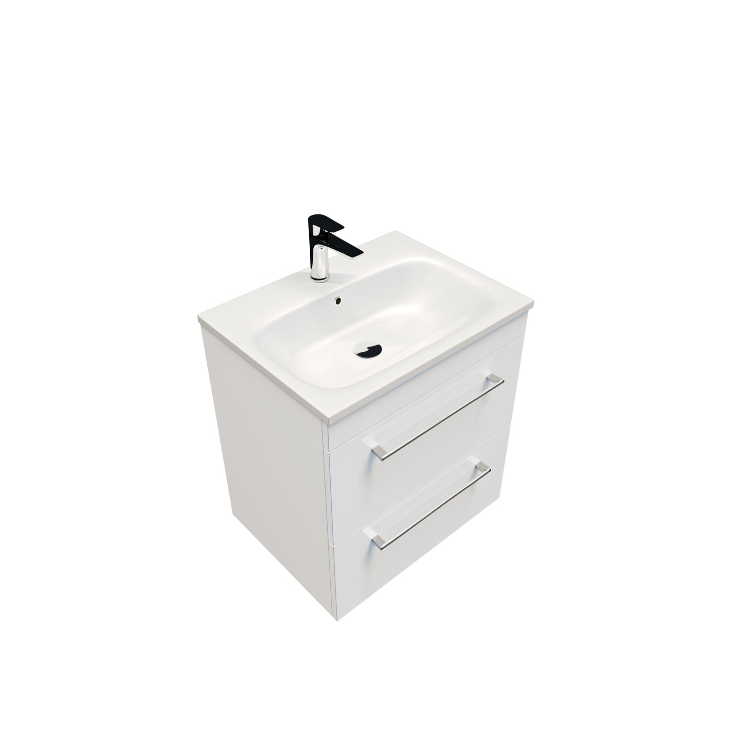 Citi 600 Wall Hung 2 Drawer Vanity in Gloss White with Via Stonecast Basin