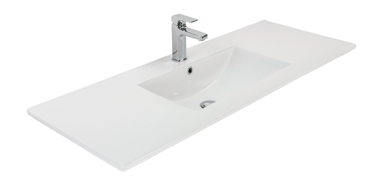 1200 Wall Hung Double Tier Vanity in Californian Oak with Single Basin