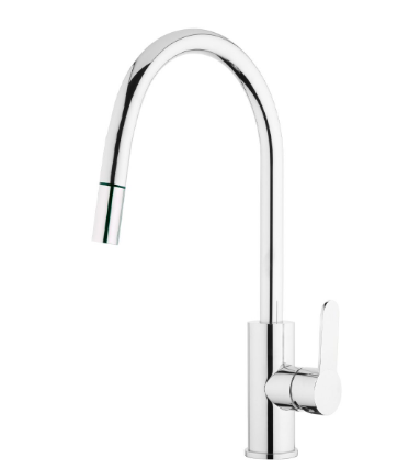 Laundry Gooseneck Sink Mixer with Pullout Spout - Brushed Stainless Steel