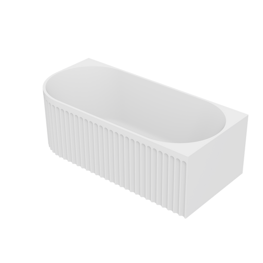 Fluted 1700 Right Corner Back-to-Wall Bath - Matte White