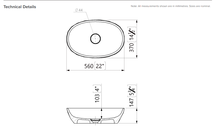 Oval Vessel Basin - Gloss White