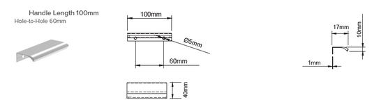 Long Curved Handle 100mm Brushed Copper