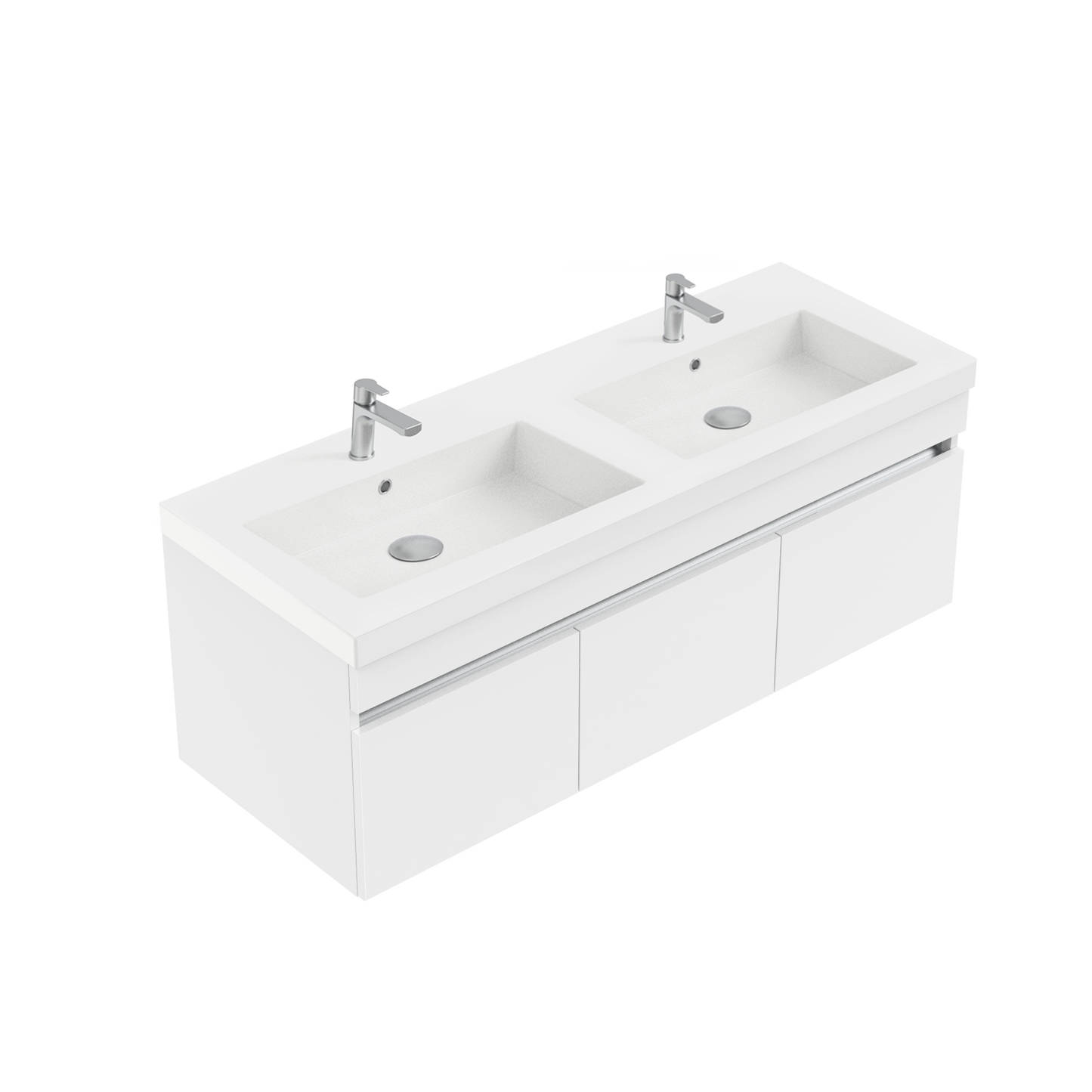 Lexa 1200 Wall Hung Vanity in Gloss White with Astra Double Basin