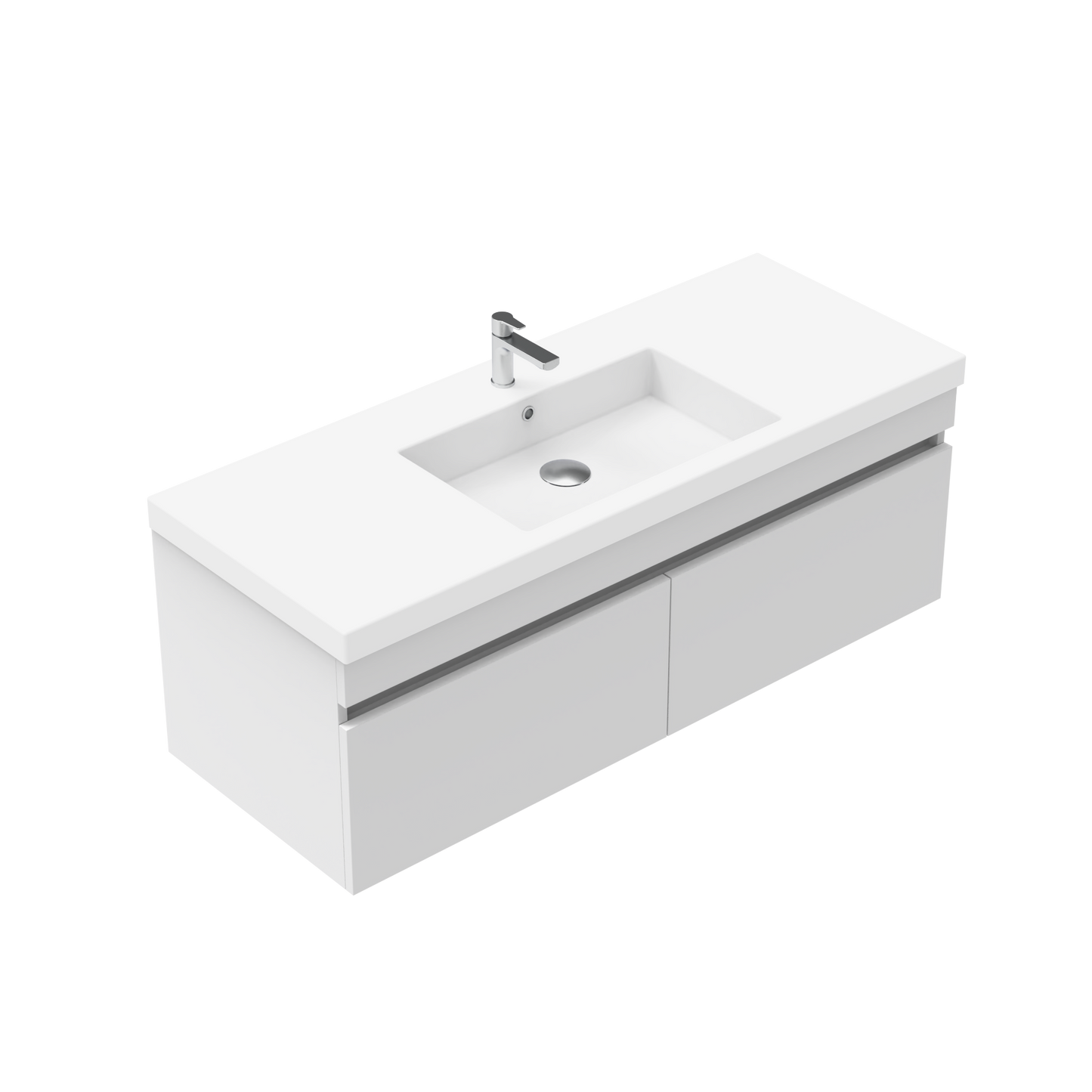 Brookfield 1200 Wall Hung 2 Drawer Vanity in Gloss White with Single Ari Stonecast Basin