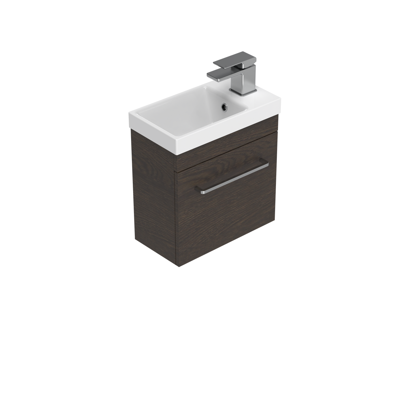 Tivoli 400 Wall Hung Vanity in Black Forest Oak with Matte White Basin