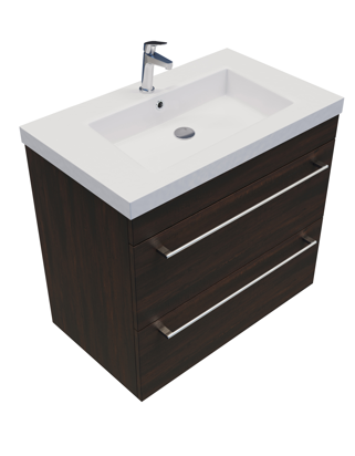 Citi 750 Wall Hung 2 Drawer Vanity in Roasted Walnut with Single Astra Basin