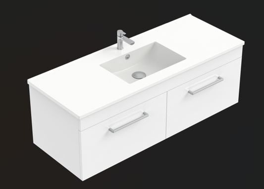 Citi 1200 2 Drawer Wall Hung Vanity in Gloss White with Single Belle Basin