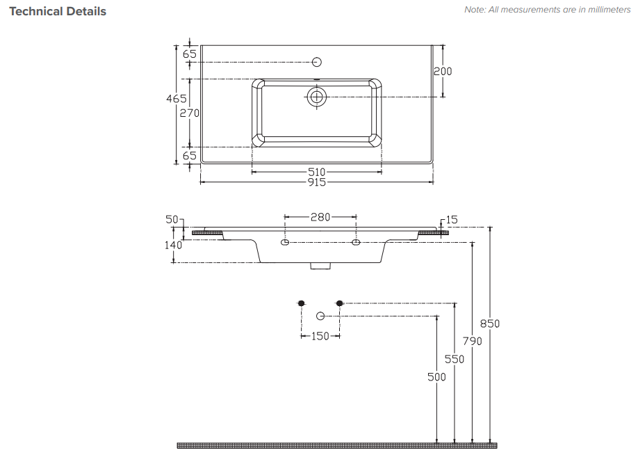 900 Wall Hung 2 Drawer Vanity in Indigo with Basin