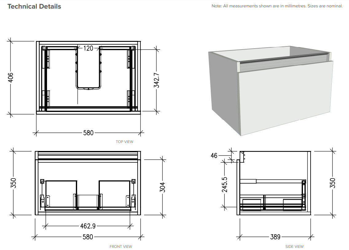 Monte 600 Wall Hung Vanity in Acrylic White