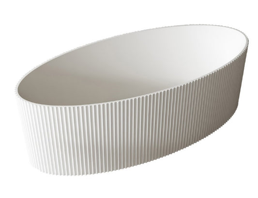 Ribbed 1500 Oval Freestanding Bath - Matte White