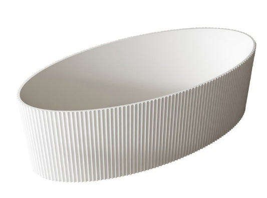 Ribbed 1800 Oval Freestanding Bath - Gloss White