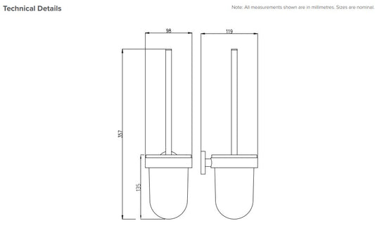 Frosted Toilet Brush Holder in Matte Black