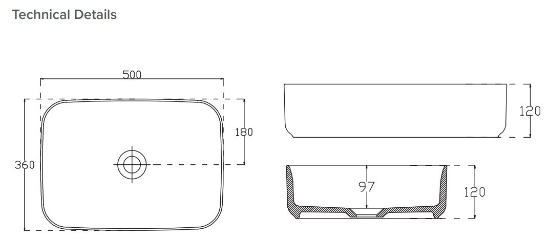 Anthracite/Grey Rectangular Vessel Basin