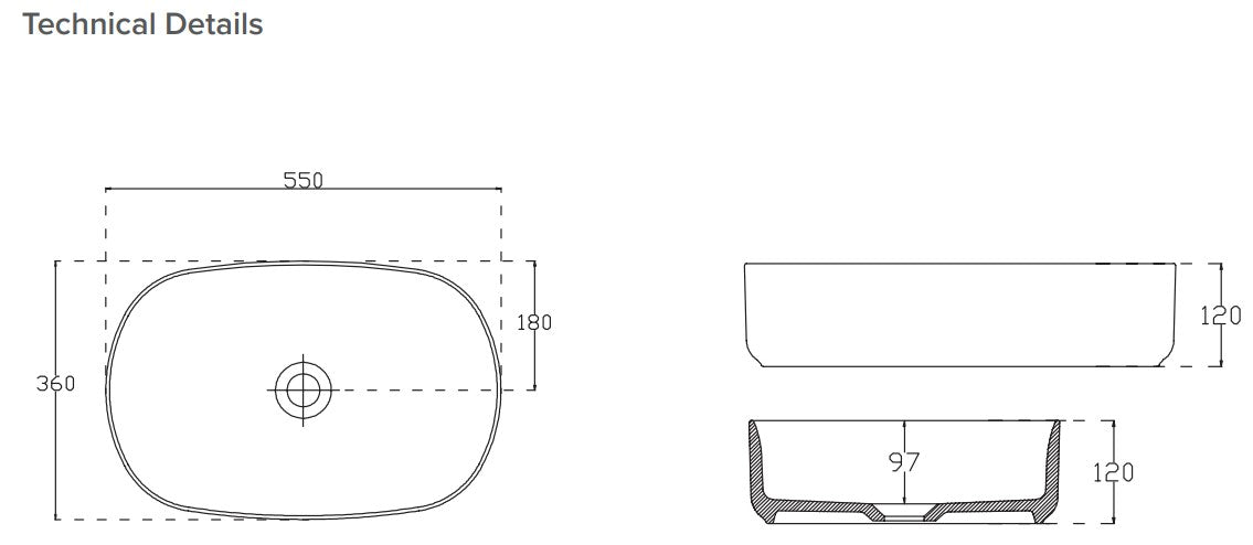 Toni Oval Vessel Basin in Anthracite