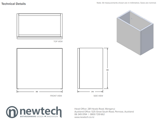 Slate Grey Junior 400 Wall Hung Vanity (Left Hand Hinge) With Basin