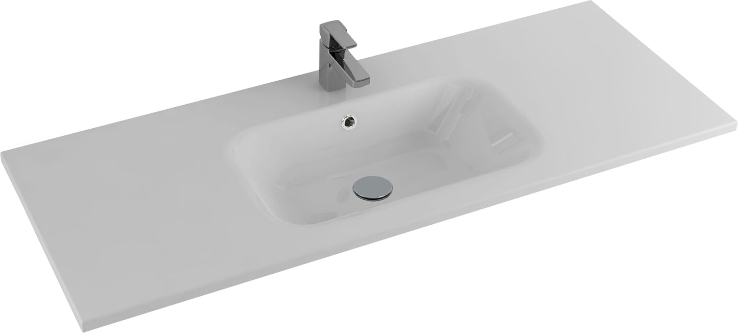 Lexa 1200 Wall Hung Double Tier Vanity in Charred Elm with Via Stonecast Basin