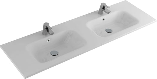 1500 Wall Hung 2 Drawer Vanity in Gloss White with Double Stonecast Basin