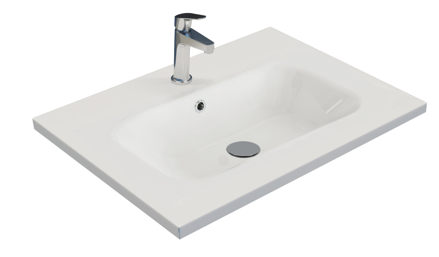 Citi 600 Wall Hung 2 Drawer Vanity in Gloss White with Via Stonecast Basin