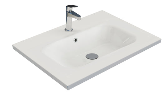 600 Wall Hung 2 Drawer Vanity in Gloss White with Stonecast Basin