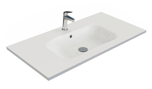 900 Wall Hung 2 Drawer Vanity in Charred Elm with Via Stonecast Basin