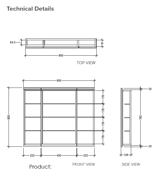 900 Mirror Cabinet - Charred Elm