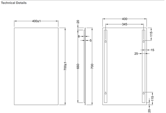 400 Wide Mirror - 400W x 700H