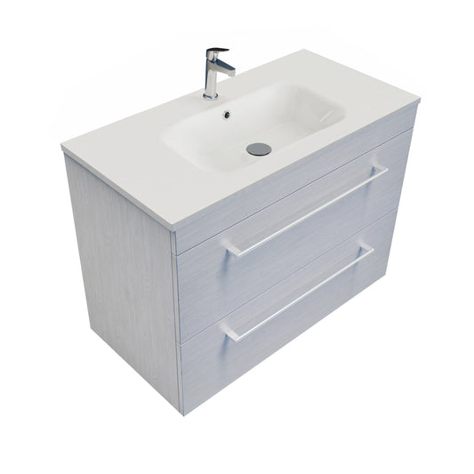 Citi 900 Wall Hung 2 Drawer Vanity in Winter Birch with Via Stonecast Basin