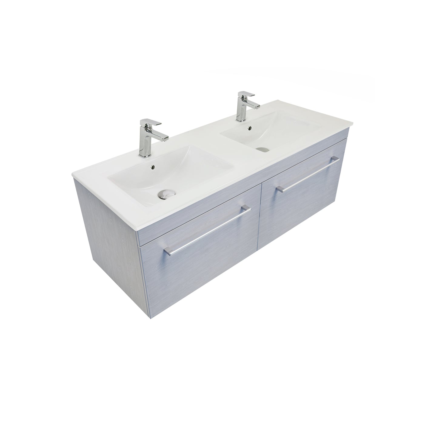 Citi 1200 Wall Hung Vanity (2 Drawer) in Winter Birch with Ari Double Basin - No Taphole