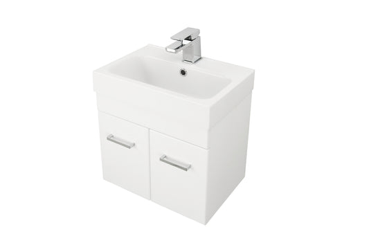 Rakaia 450 Wall Hung Vanity in Matte White with Stonecast Basin with Overflow