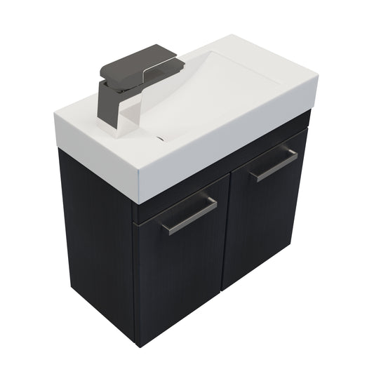 500 Venice Junior Plus Wall Hung Vanity in Charred Elm with Stonecast Basin