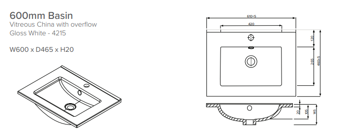 Gloss White Wall Hung 2 Door Vanity with Basin