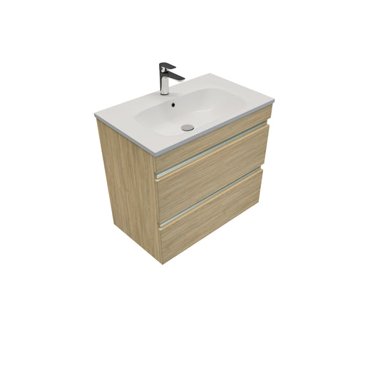 Brookfield 750 Wall Hung 2 Drawer Vanity in Californian Oak with Vercelli Basin