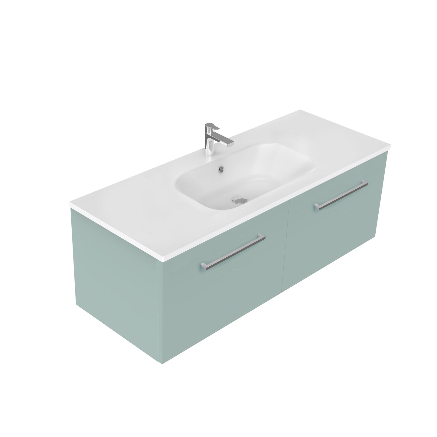 Harrow 1200 Wall Hung 2 Drawer Vanity in Seafoam with Via Stonecast Basin