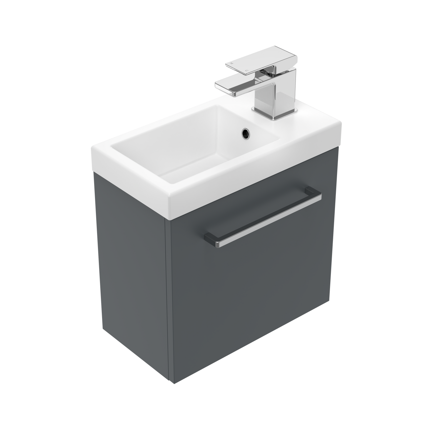 Harrow Junior 400 Wall Hung Vanity (Left Hand Hinge) in Slate Grey