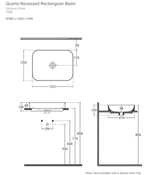 Recessed Rectangle Vessel Basin - White