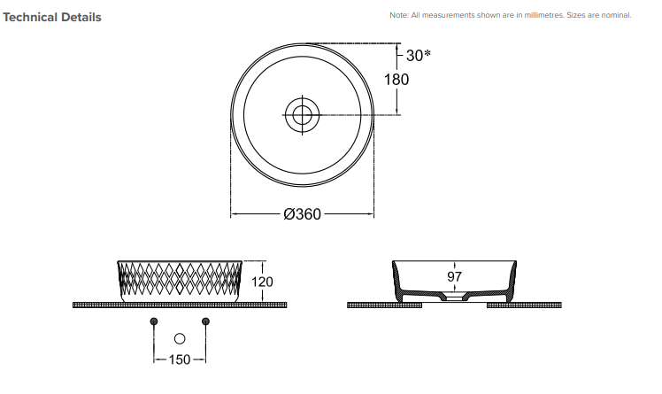 Round Geometric Vessel Basin - Matte White