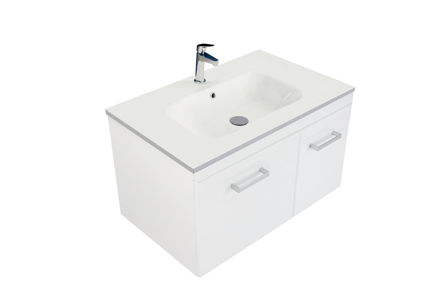 Qube 750 Wall Hung Vanity in Acrylic White with Vercelli Basin