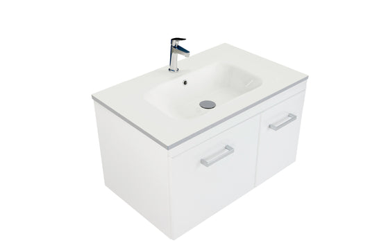 Qube 750 Wall Hung Vanity in Acrylic White with Vercelli Basin