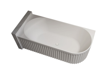 Fluted 1500 Left Corner Back-to-Wall Bath - Matte White